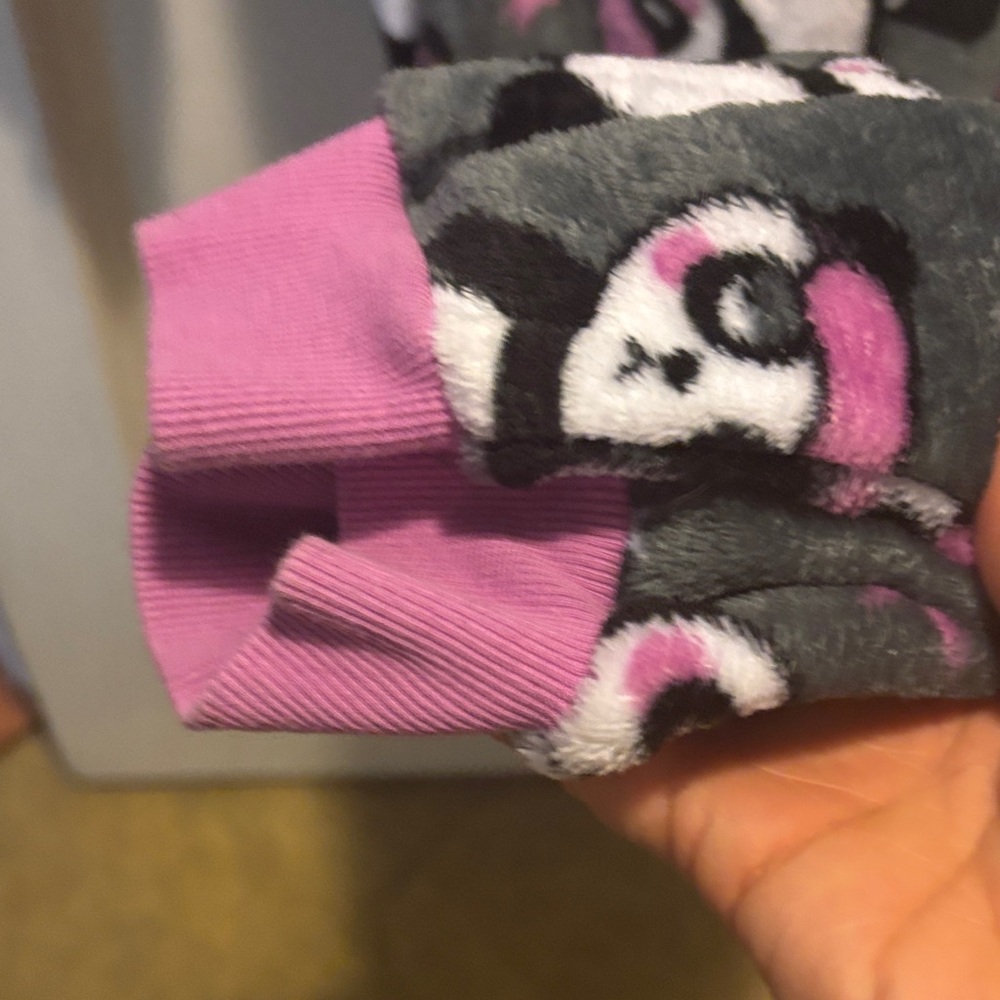 Holiday Time Gray and Pink Panda Onesie, with hoodie 🎄☃️🎁 - Picture 5 of 5